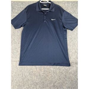 Nike Golf Dri-Fit Polo Shirt‎ Men's Medium Blue Swoosh Logo Collared Pullover